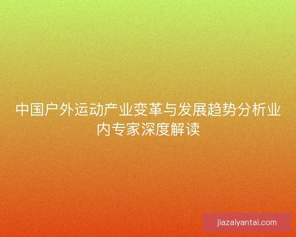 中国户外运动产业变革与发展趋势分析业内专家深度解读